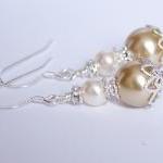 Bridesmaids Earrings - Gold And Ivory Pearl..