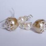 Bridesmaids Earrings - Gold And Ivory Pearl..