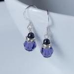 Purple Earrings - Pearl And Crystal, Swarovski -..