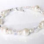 Wedding Jewelry - Pearl And Crystal Bracelet -..