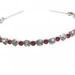 Wedding Headband - Red Pearls And Rhinestone -..