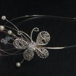 Butterfly Headband - Side Tiara With Pearls And..
