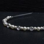 Wedding Headband - Silver Rhinestone And Pearls -..