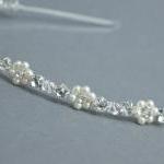 Bridal Hairband, Swarovski Pearls And Clear..