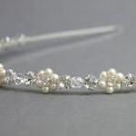 Bridal Hairband, Swarovski Pearls And Clear..