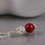 Red Pendant - Pearl And Rhinestone Crystal..
