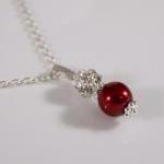Red Pendant - Pearl And Rhinestone Crystal..
