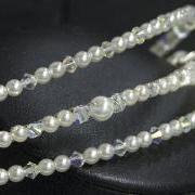 Wedding Headband, Bridal Headbands - Hair Accessory - 3 Row of Swarovski Crystal and Ivory Pearls, Wedding Hair Accessories