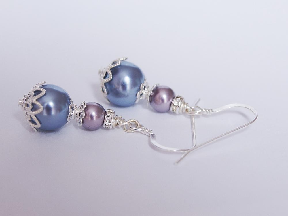 Purple Bridesmaids Earrings - Vintage Inspired Lavender And Lilac Pearl Earrings