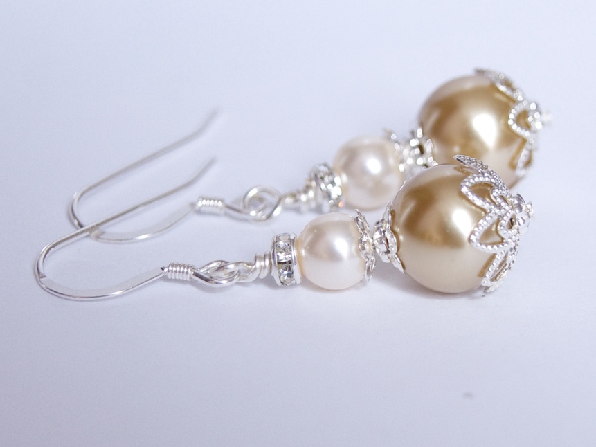 Bridesmaids Earrings - Gold And Ivory Pearl Earrings - Bridesmaids Jewelry