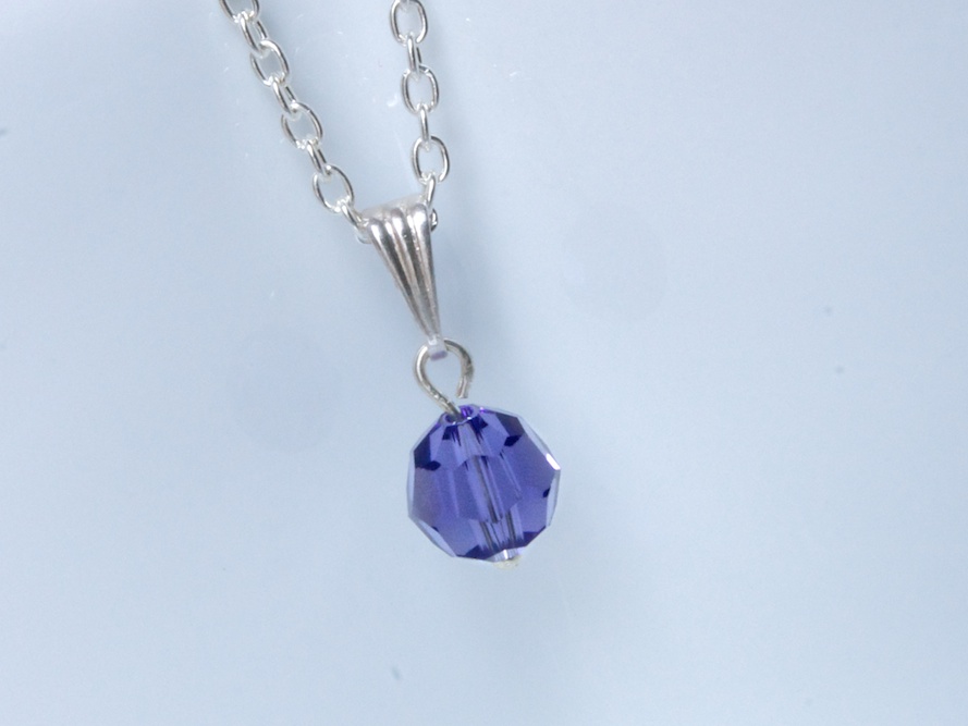 Swarovski Jewelry - Purple Drop Pendant - Tanzanite Round 8mm Pendant For Bridesmaids Or Gift