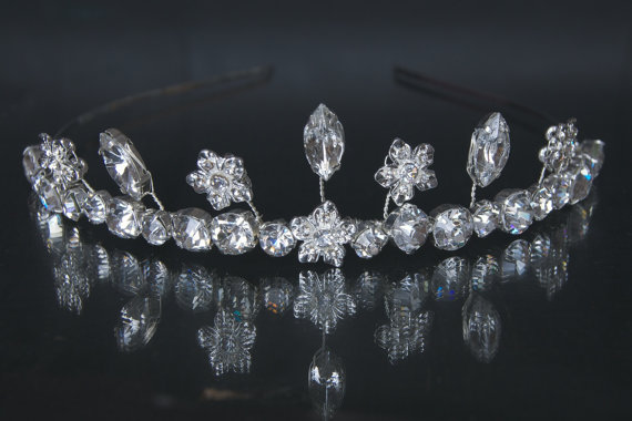 Rhinestone Tiara - Wedding, Bridal, Silver Diamante/ Rhineston