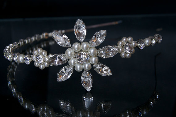 Rhinestone Side Tiara, Wedding Headband - Diamantes And Pearls, Wedding Hair Accessories