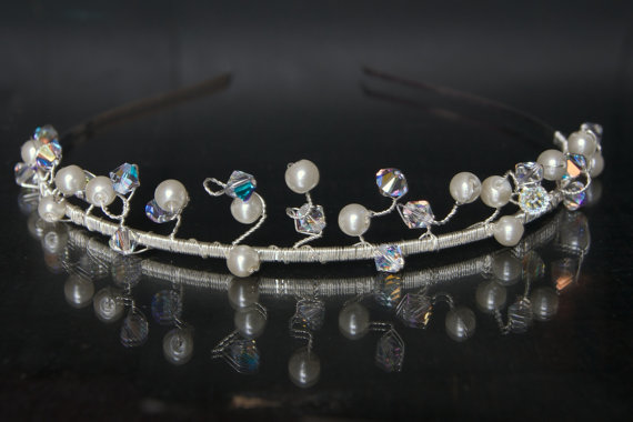 Tiara - Wedding / Silver Bridal Tiaras Ivory Pearls And Swarovski Crystals