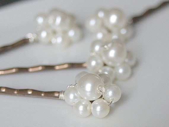Pearl Hair Accessories - Floral Ivory Hair Grips - Flower, Weddings And Bridal
