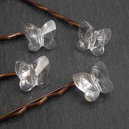 Crystal Butterfly Hair Grips, Swarovski Crystal Hair Accessories For Wedding And Prom
