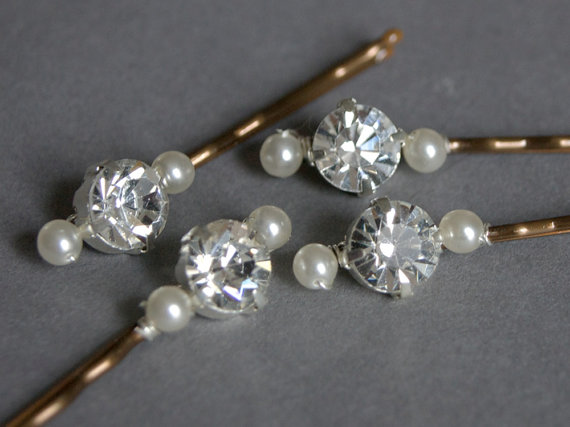 Wedding Hair Accessories - Diamante And Pearl Hair Slides
