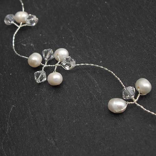 Bridal Hair Vines Silver Pearl And Crystal Hairvine