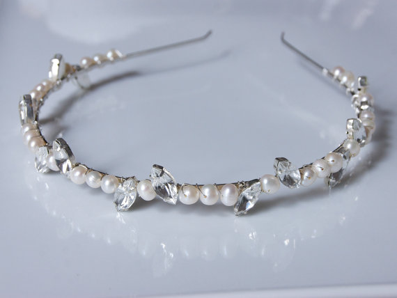 Pearl Headband / Diamante Stones And Freshwater Pearls, Wedding Hair Accessories