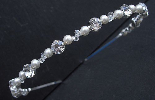 Wedding Headband - Silver Rhinestone, Swarovski Crystal And Pearls
