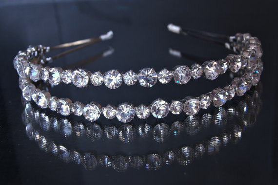 Double Wedding Headband, Bridal Headbands - Diamantes Rhinestones