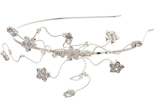 Side Tiara, Wedding Headbands Rhinestone Diamante Flowers