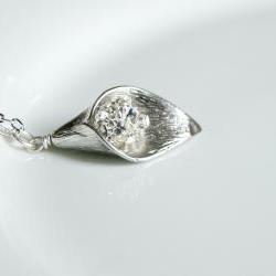 Bridal Necklace - Wedding Jewelry Rhinestone Silver Calla Lily Pendant ...